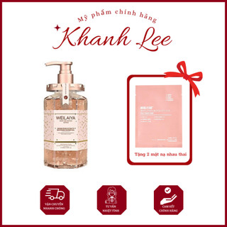 Sữa tắm Weilaiya trắng da cánh hoa hồng Damask 450ml tặng bông tắm