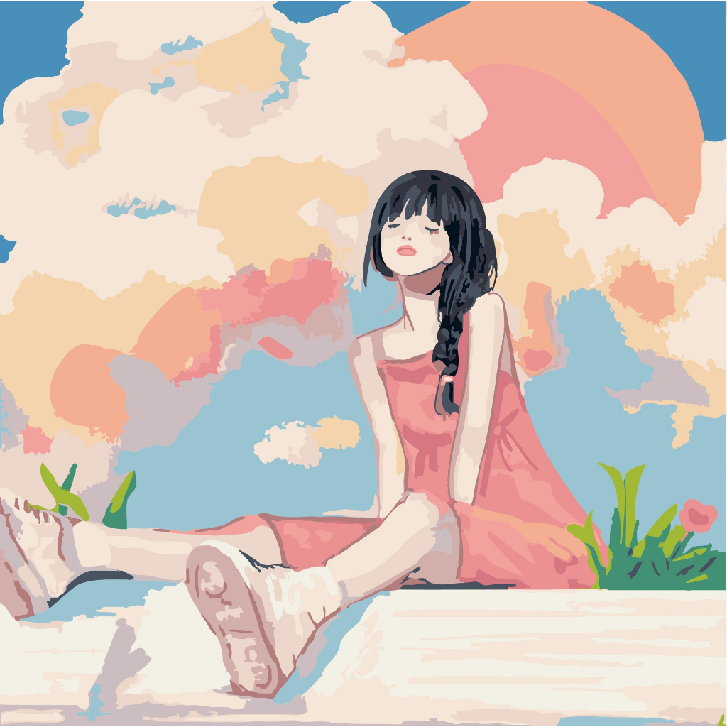 Tranh số hóa 20x20 tranh sơn dầu tô màu theo số nhân vật hoạt hình Butterfly Star