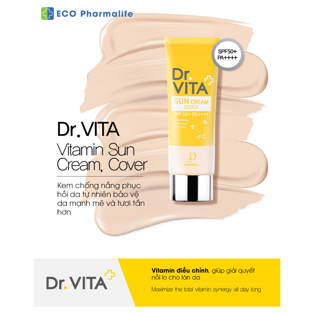 Kem chống nắng vật lý DayCell Dr.Vita nâng tone bảo vệ da khỏi tia UV SPF50/PA+++ 50g - Luiantt_official