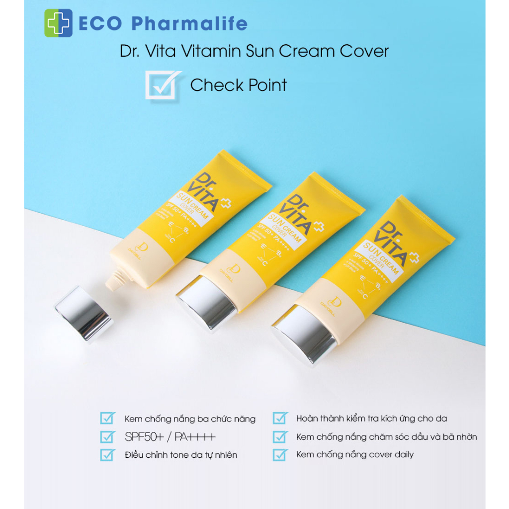 Kem chống nắng vật lý DayCell Dr.Vita nâng tone bảo vệ da khỏi tia UV SPF50/PA+++ 50g - Luiantt_official