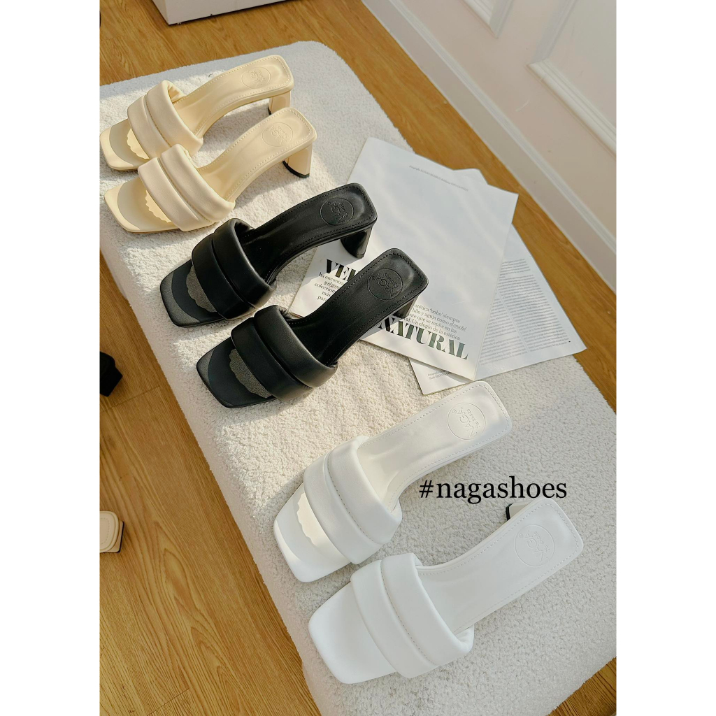 DÉP NAGASHOES QUAI NGANG PHỒNG ĐẾ VUÔNG 5CM NAD213