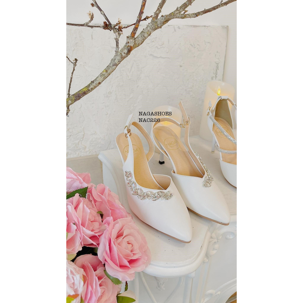 CAO GÓT NAGASHOES MŨI NHỌN ĐÍNH DÂY ĐÁ NHÂN TẠO HỌA TIẾT 8P NAC226