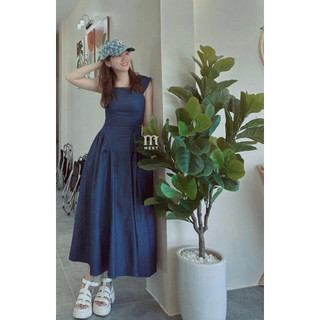 MEET - Đầm Denim Tay Quạt Nhún 2 Bên