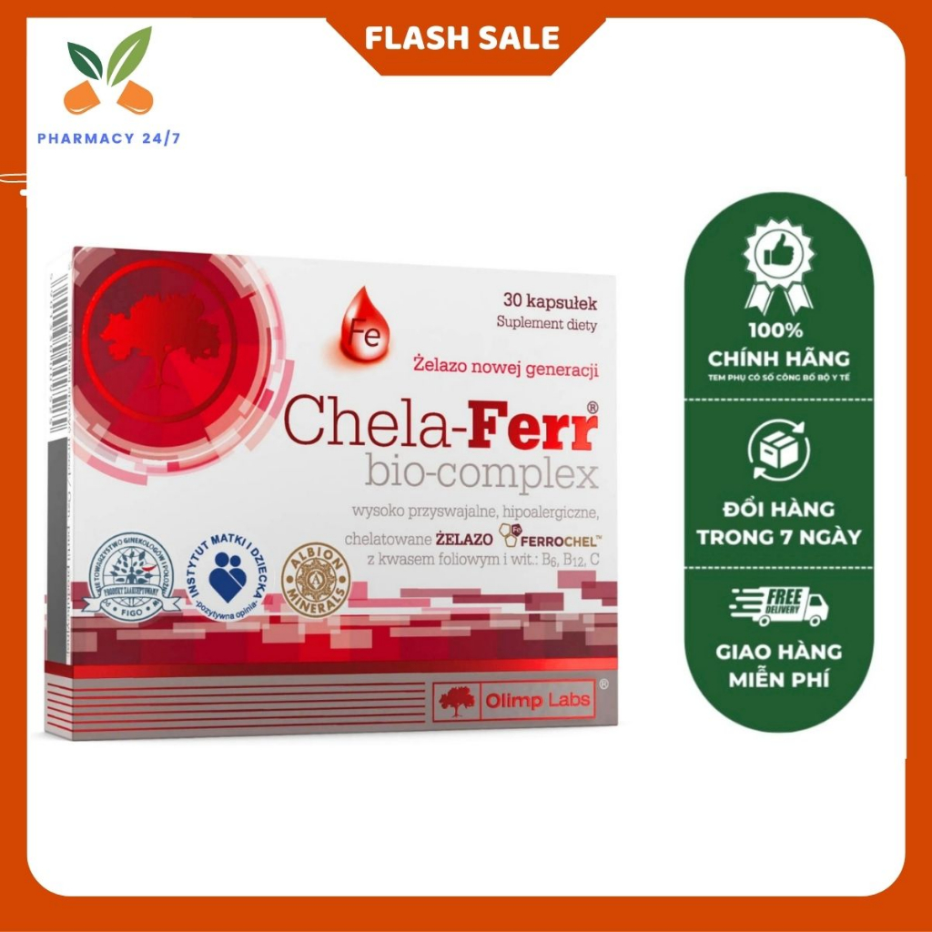 Sắt Bầu Hữu Cơ Chela-Ferr Bio-Complex 30 Viên