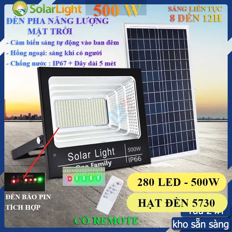 Đèn  năng lượng mặt trời có REMOTE solar light 500w 700w 1000w chống nước IP67 thời gian sáng cả đêm