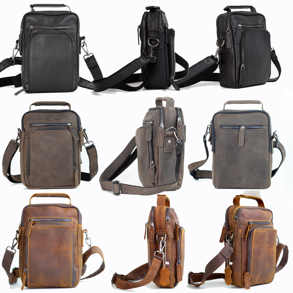 Túi nam đeo chéo Bụi leather - DC112 nhiều ngăn đựng vừa sách vở, các giầy tờ dụng cụ cá nhân -BH 12 tháng