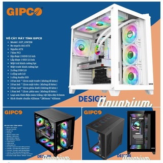 Vỏ case máy tính gipco aquarium - form atx black and white