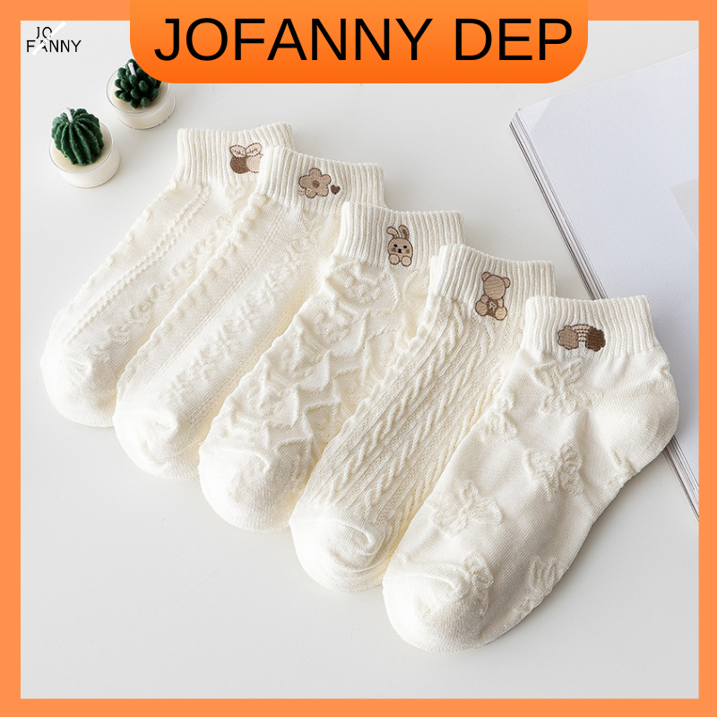 JOFANNY Vớ cotton lụa mềm in hình Nhật dễ thương - Sự thoải mái và thời trang tuyệt vời.