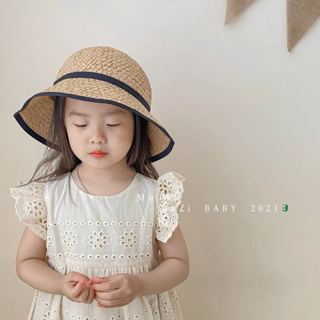 Mũ cói thắt nơ siêu xinh cho bé đi biển
