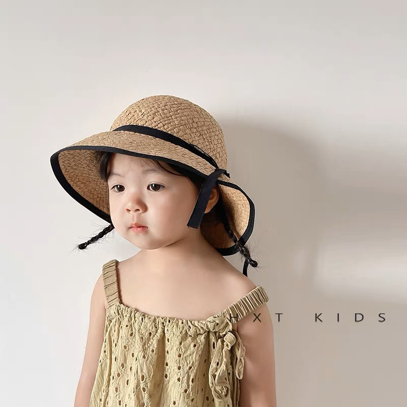 Mũ cói thắt nơ siêu xinh cho bé đi biển