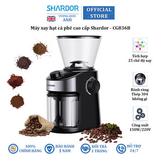 Máy xay hạt cà phê 25 chế độ cao cấp shardor cg836b - bảo hành 12 tháng