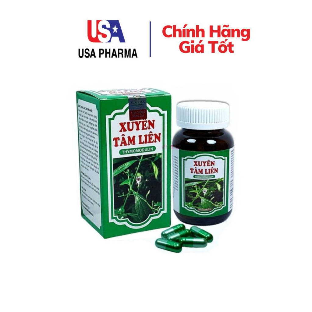 Viên Uống Xuyên Tâm Liên Thymomodulin bổ sung vitamin c, tía tô, húng chanh, thymomodulin, giảm ho - Lọ 30 viên