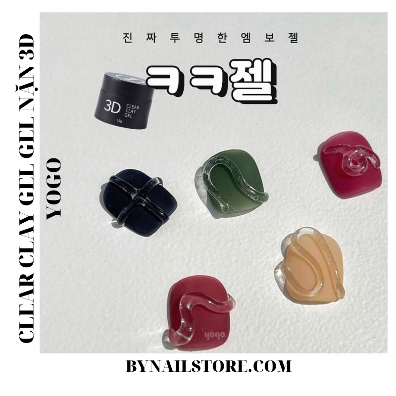 [ Yogo ] Gel nặn 3D tạo hình nghệ thuật nail clear 3D clear clay gel Hàn Quốc (15g)