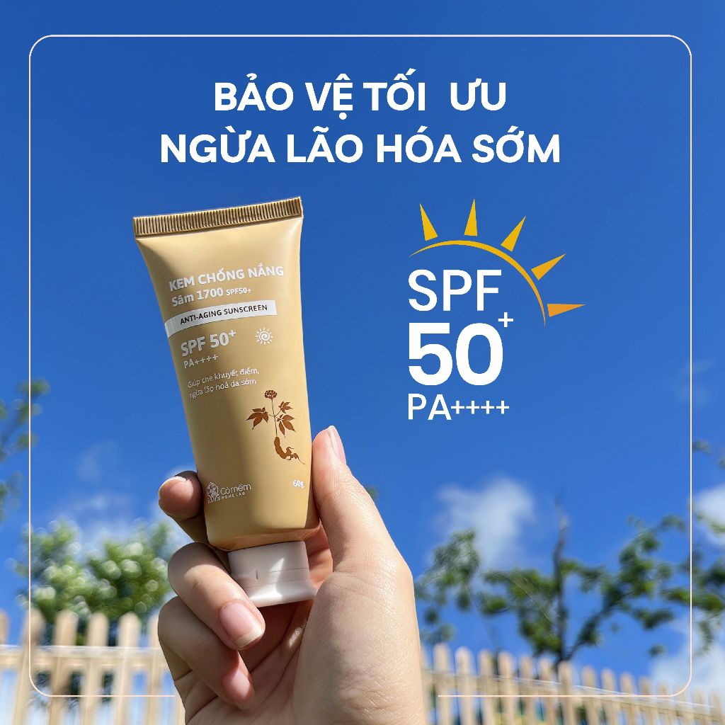 Kem Chống Nắng Sâm 1700 SPF50 PA++++ Phổ Rộng Ngừa Lão Hoá Bảo Vệ Dưỡng Ẩm Da Cỏ Mềm 60g