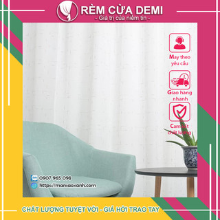 Rèm cửa demi] rèm cửa sổ,rèm phòng trang trí spa chất liệu voan caro- kim tuyến vàng