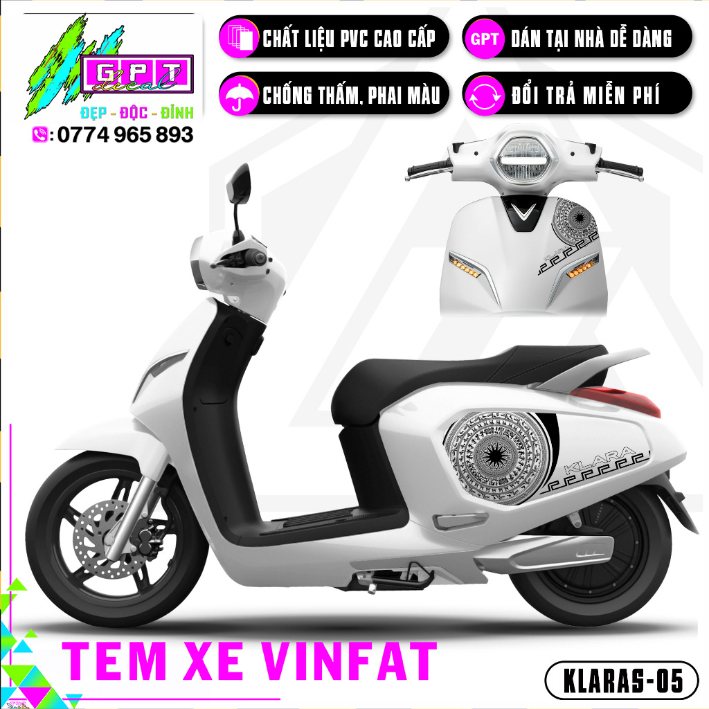 Tem Xe Máy Điện Klara S Mẫu Trống Đồng I 05 I Decal Xe Máy Điện Cao Cấp - Bền Màu Chống Nước - Cắt Sẵn Dễ Dán Tại Nhà