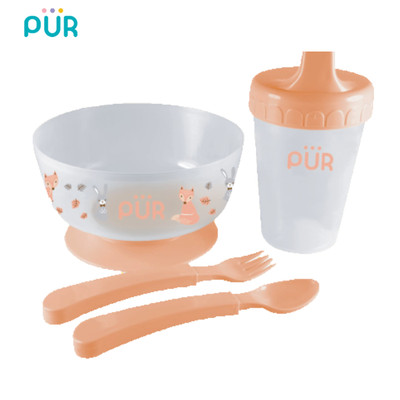 Bộ tô, ly, muỗng, nĩa tập ăn Pur cho bé tập