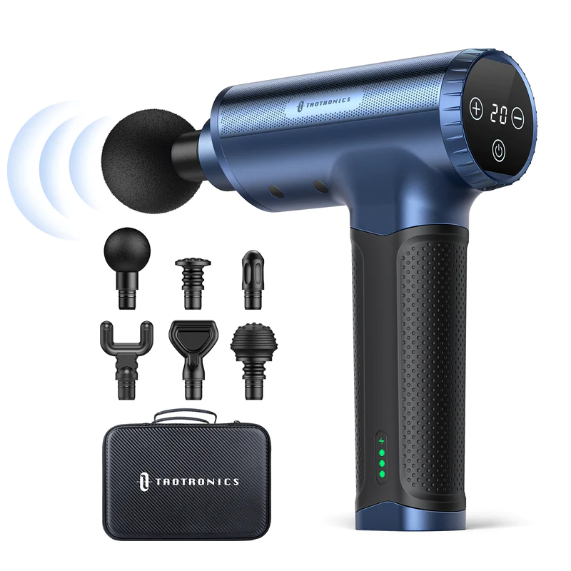 Máy Massage Gun Taotronics TT-PCA004 6 đầu thay đổi, công suất 1500W, pin 2600mAh dùng đến 10H - Nhất Tín Computer