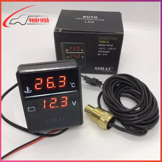 Đồng hồ Đo nhiệt độ nước và đo điện ắc quy 9v-36v Sihai chính hãng