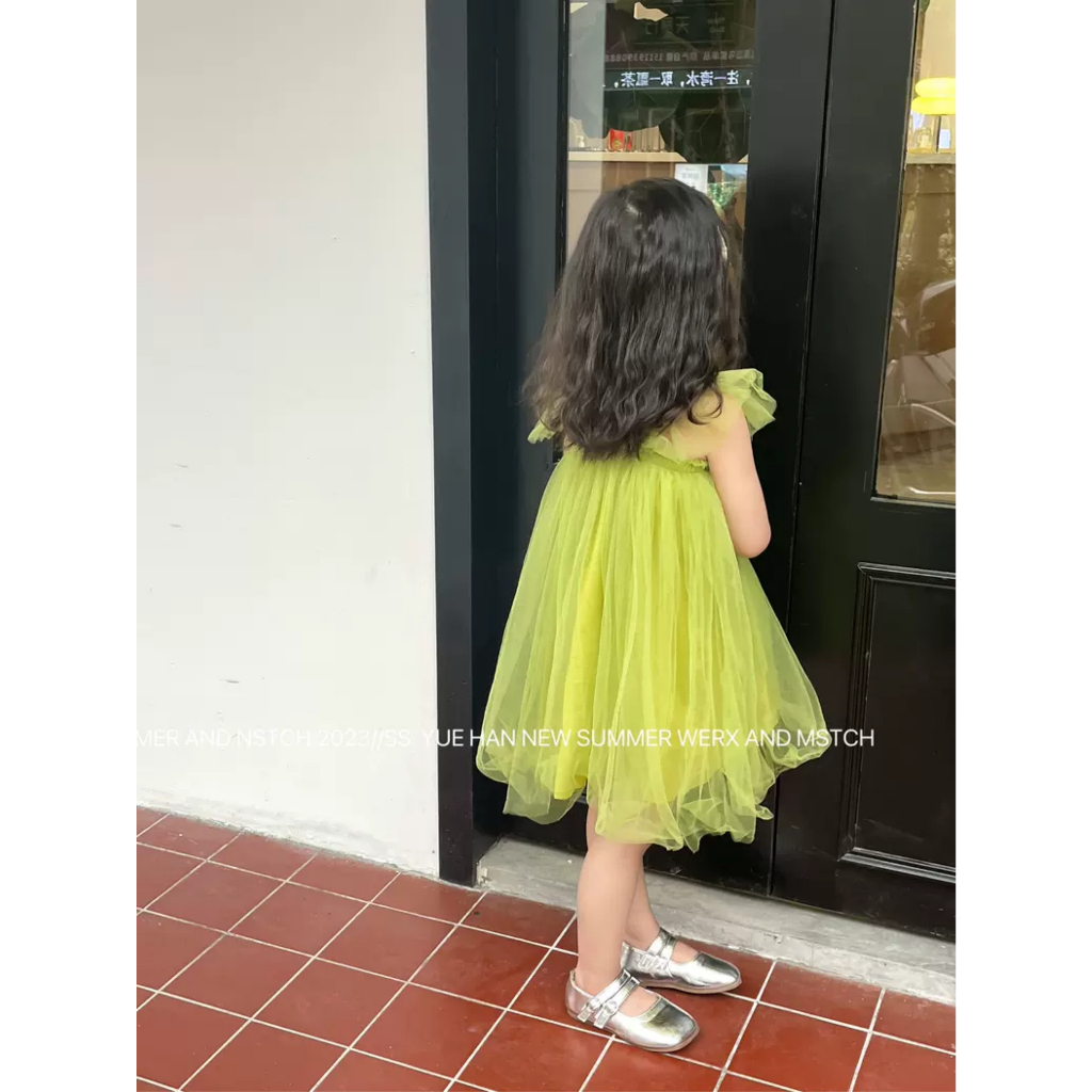 Váy bé gái hãng DuDu Cream đính hoa nổi cực xinh chất voan siêu mềm mịn