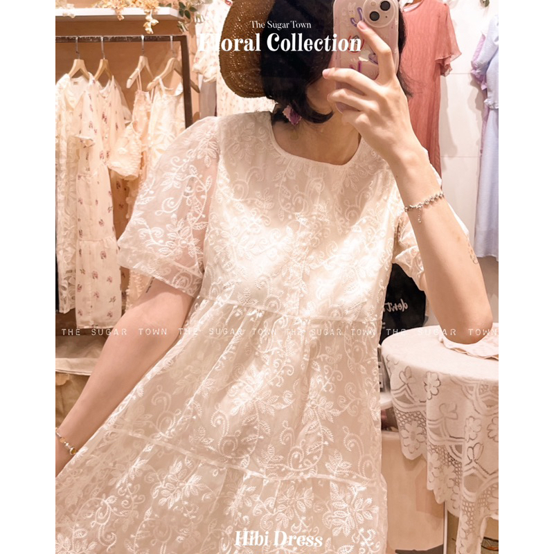 Hibi Dress đầm ren công chúa babydoll thêu hoa SugarTown