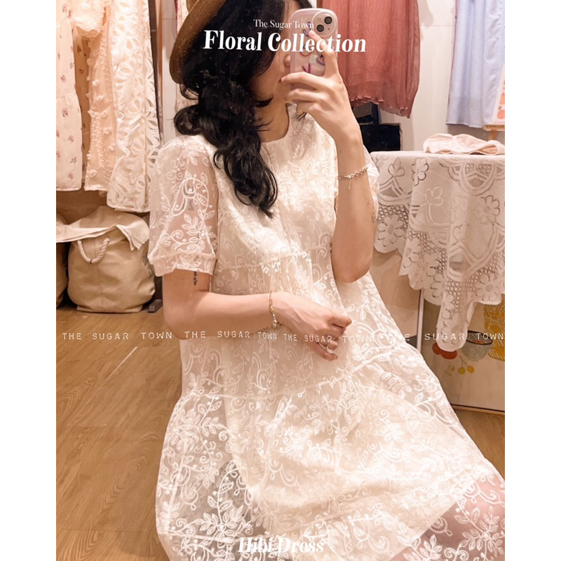 Hibi Dress đầm ren công chúa babydoll thêu hoa SugarTown