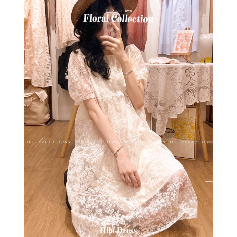 Hibi Dress đầm ren công chúa babydoll thêu hoa SugarTown