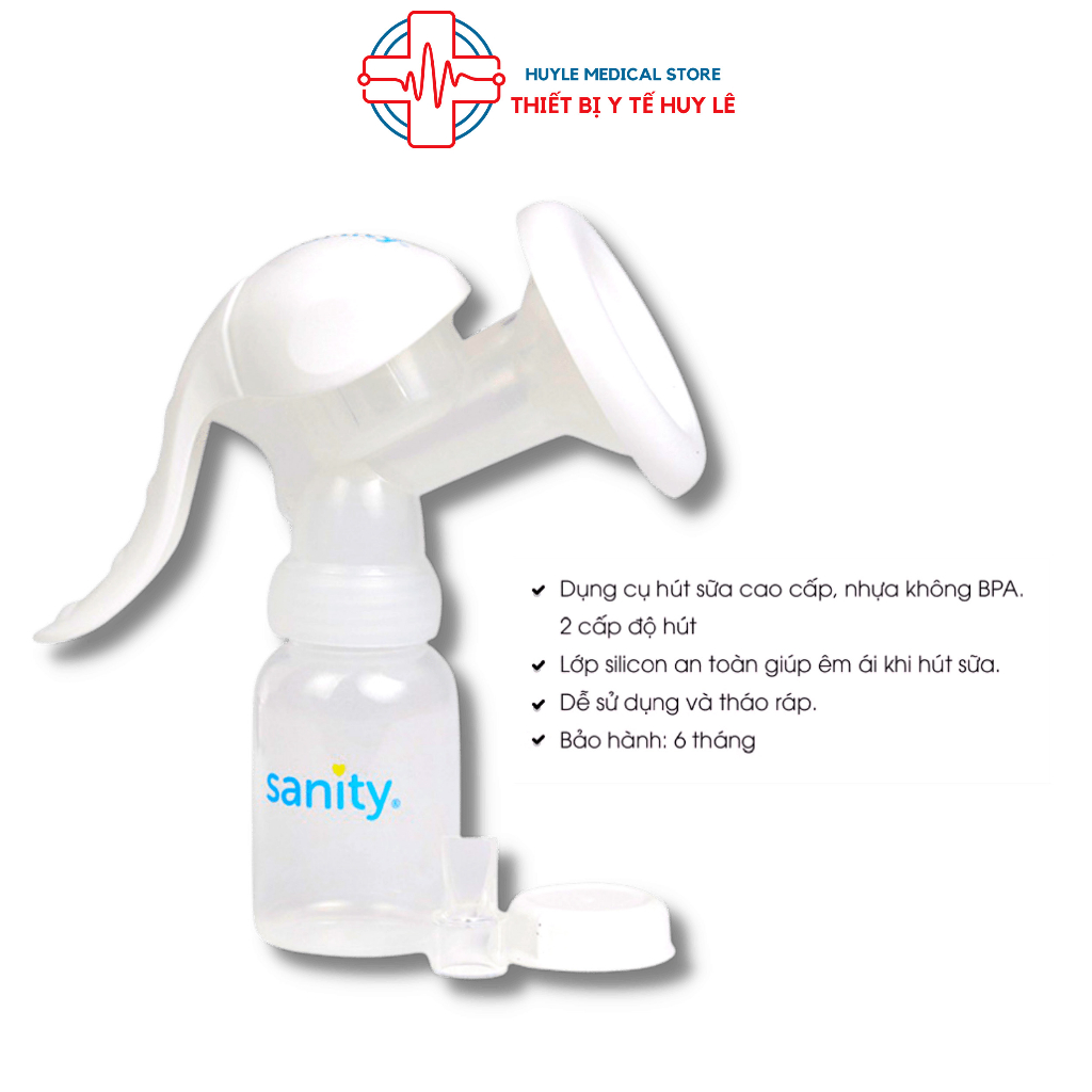 Dụng cụ hút sữa bằng tay Sanity AP-154AM phễu silicon an toàn, êm ái cho mẹ - Bảo hành 6 tháng - Huy Le