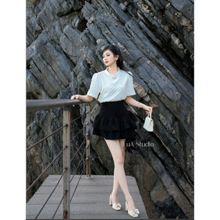 LANI - Chân váy vạt chéo dài (2 lớp)