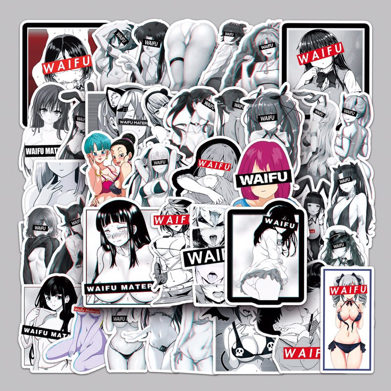 Set 50 Sticker Sexy Waifu Hentai Ecchi Girl Dán Laptop,Điện Thoại, Ván Trượt, Vali , Dán Đàn - Decal PVC Chống Thấm Nước