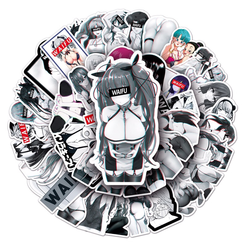 Set 50 Sticker Sexy Waifu Hentai Ecchi Girl Dán Laptop,Điện Thoại, Ván Trượt, Vali , Dán Đàn - Decal PVC Chống Thấm Nước