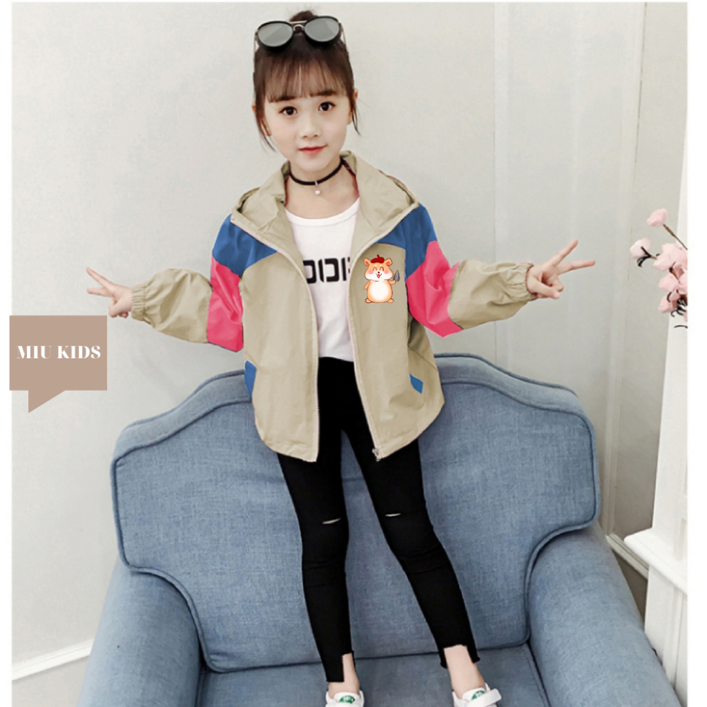 Áo Khoác bé trai và bé gái dù 2 lớp từ 14kg đến 40kg in hình dễ thương Z34