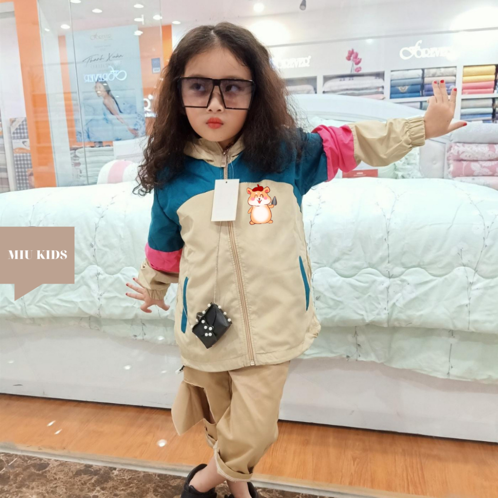 Áo Khoác bé trai và bé gái dù 2 lớp từ 14kg đến 40kg in hình dễ thương Z34