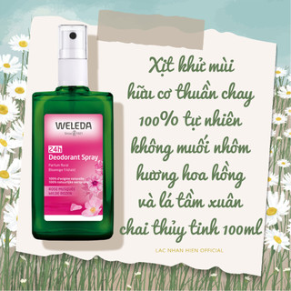 Xịt khử mùi thuần chay hữu cơ hương hoa hồng weleda wild rose spray deodorant