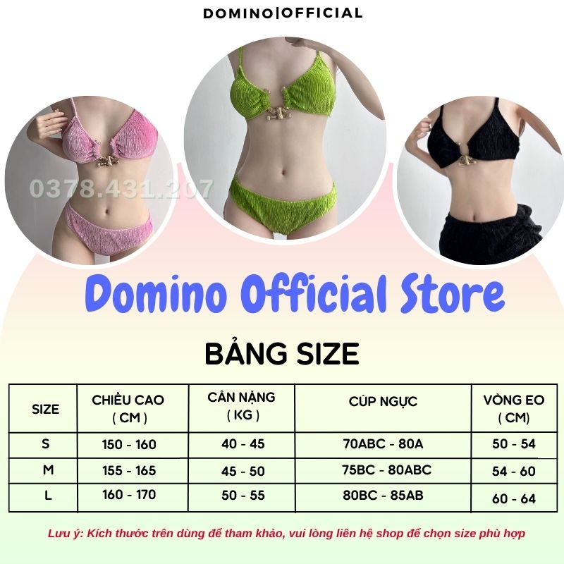 Bộ Đồ Bơi Bikini Ba Mảnh Domino Rút Eo Nhiều Màu Sắc