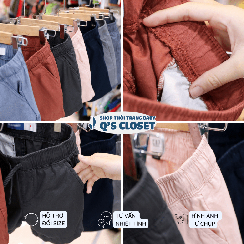 Quần short kaki bé trai lưng thun dây rút điều chỉnh cho bé từ 15kg-50kg