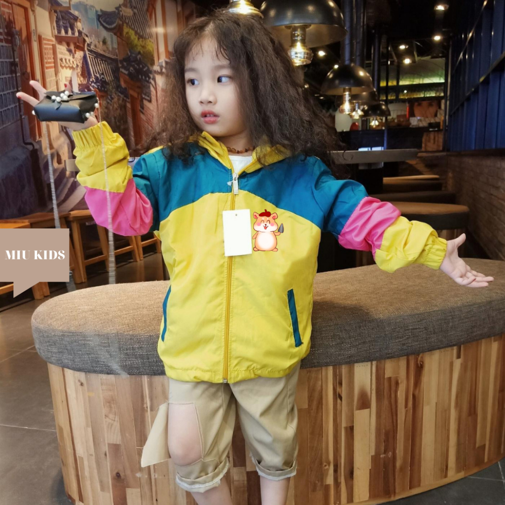 Áo Khoác bé trai và bé gái dù 2 lớp từ 14kg đến 40kg in hình dễ thương Z34