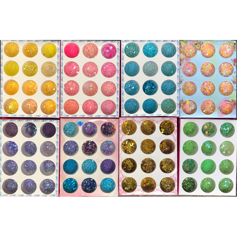 Set 12 hũ kim tuyến lấp lánh trang trí resin