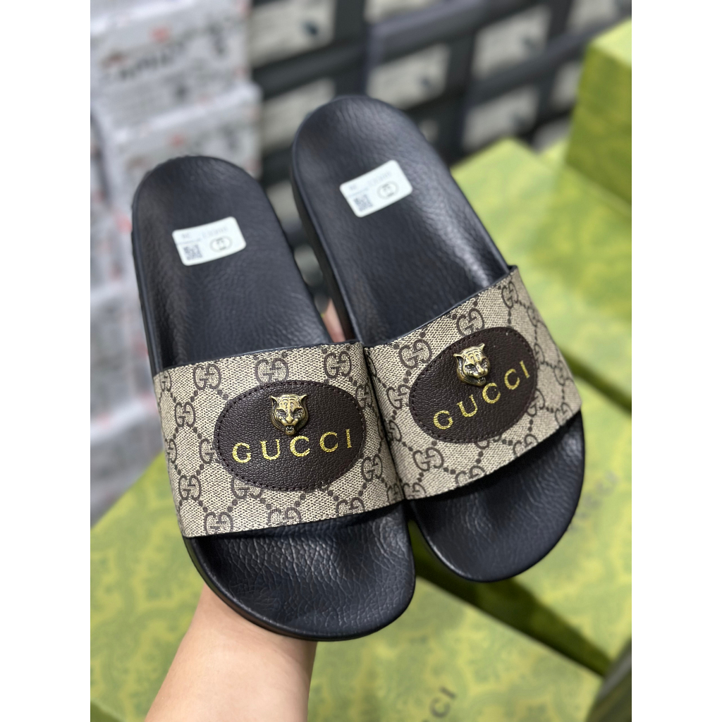 Dép lê quai ngang Gucci mặt hổ sắt LA on web fullbox bill thẻ phụ kiện