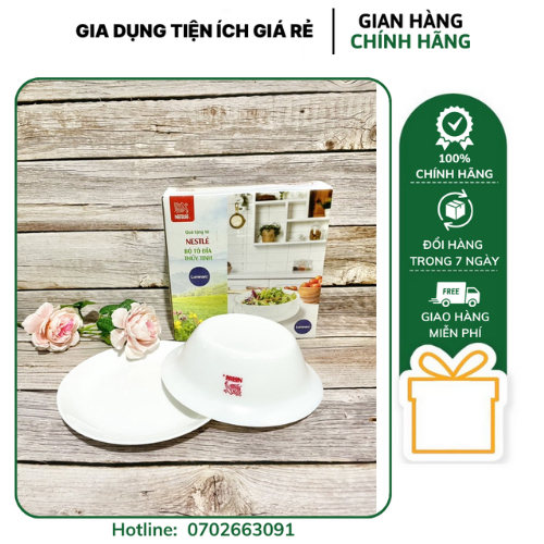 Combo Bộ Tô Dĩa Sứ Thủy Tinh Luminarc Cao Cấp (Gồm 1 Dĩa 19 cm, 1 Tô 18cm)