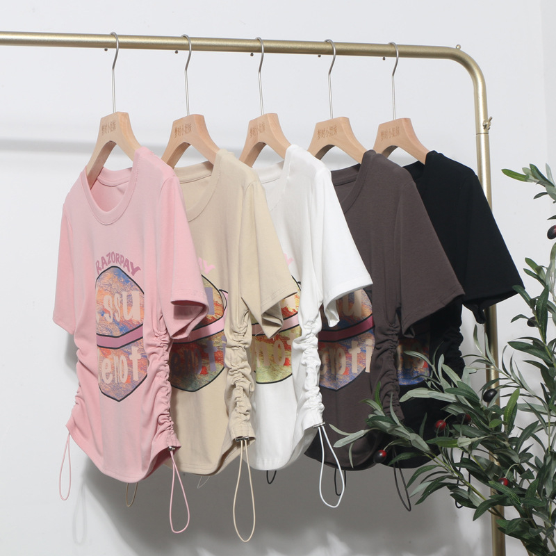 Áo phông nữ from vừa áo thu rút dây siêu đẹp hàng quảng châu