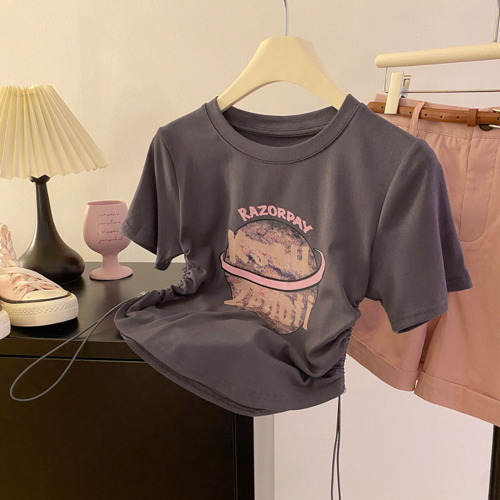 Áo phông nữ from vừa áo thu rút dây siêu đẹp hàng quảng châu