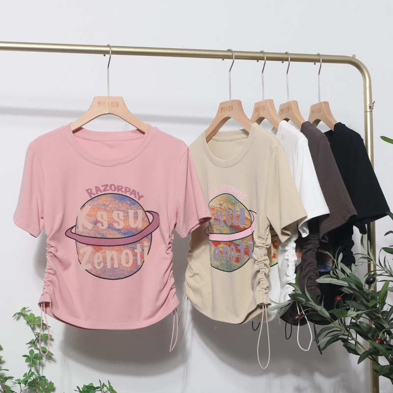 Áo phông nữ from vừa áo thu rút dây siêu đẹp hàng quảng châu