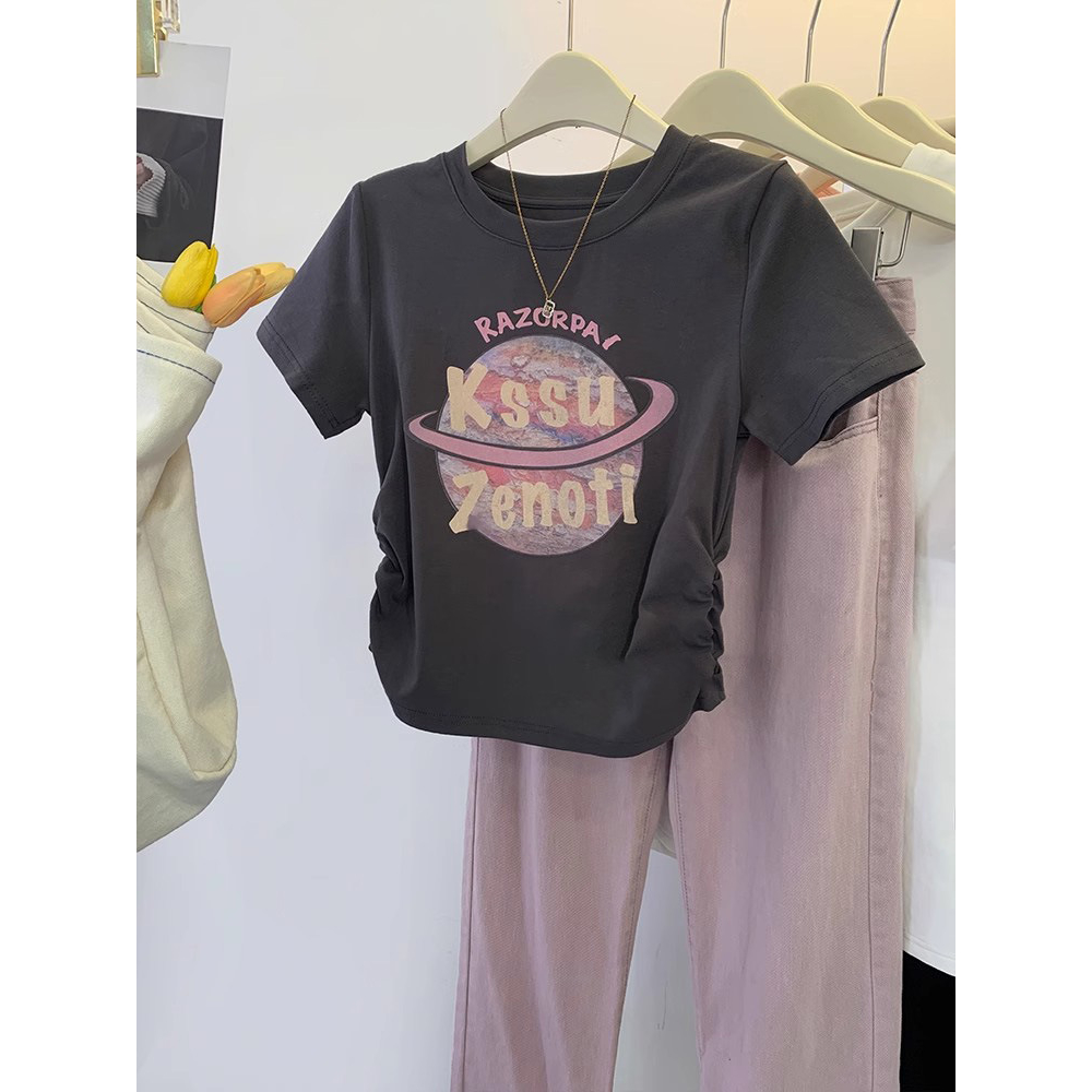 Áo phông nữ from vừa áo thu rút dây siêu đẹp hàng quảng châu