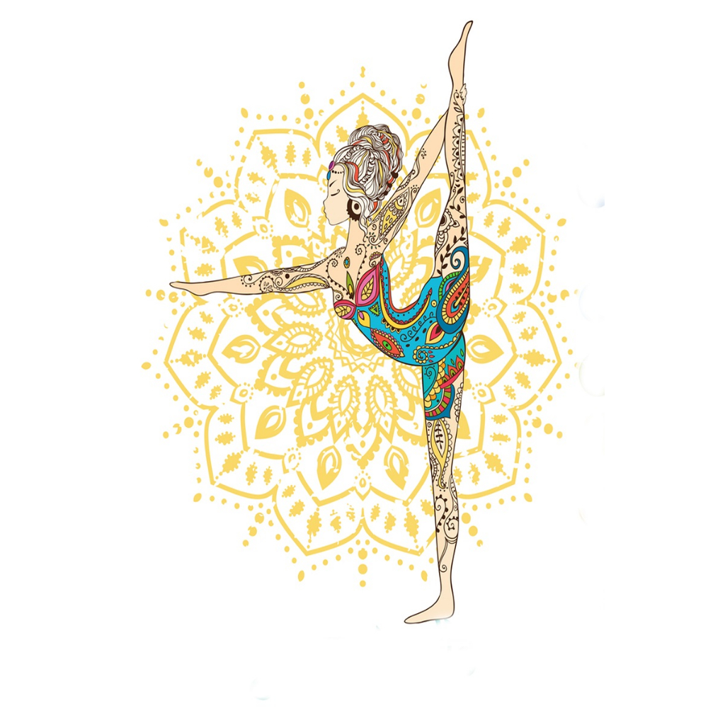 Tranh dán tường Yoga in vải lụa tặng kèm keo