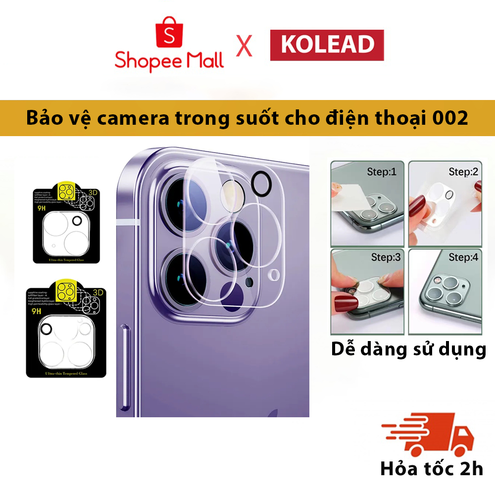 Kính Bảo vệ camera trong suốt KOLEAD dành cho lphone, bảo vệ tuyệt đối, chống ố vàng, bám màu 002