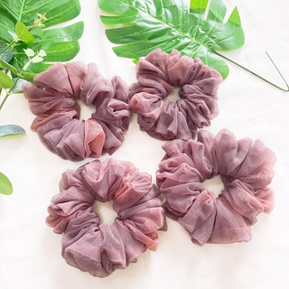 Scrunchies vải nhiều màu - dây buộc tóc vải lưới tutu màu tím