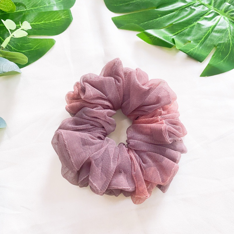 Scrunchies vải nhiều màu - dây buộc tóc vải lưới tutu màu tím