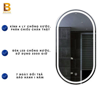 Gương nhà tắm đèn Led Bảo Long, Gương treo tường, gương trang điểm hình Elip cực đẹp