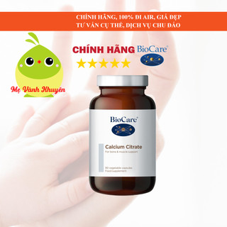 Canxi muối nguyên chất Biocare Calcium Citrate, UK (90v)